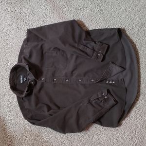 Mens Eddie Bauer XLG Long Sleeve Dark Brown Corduroy Button Up Shirt